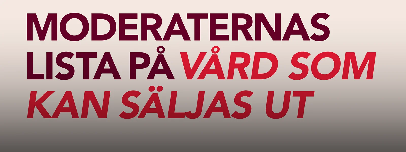Rapportomslag: Moderaternas lista på vård som kan säljas ut.